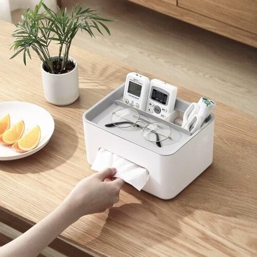 Tissue Boxes Multifunctional Tissue Box Cover Napkin Holder Home Office Remote Control Storage Wipes Case Desk Organizer