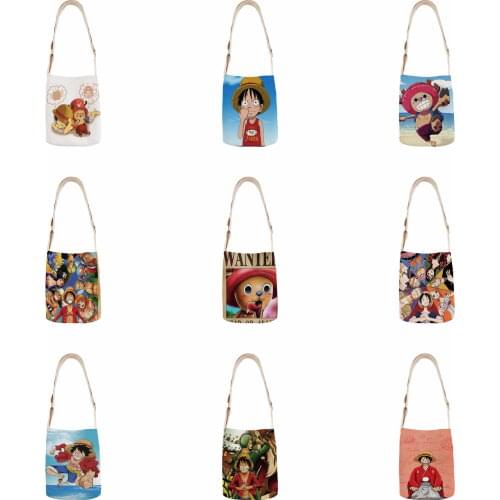 Cartoon anime shoulder bag cotton and linen mini bag simple mini messenger casual bag