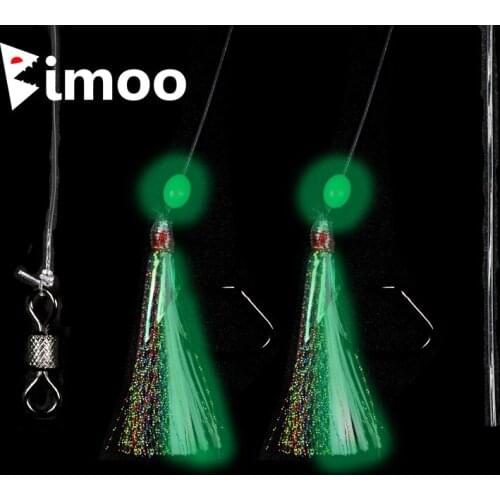 New! Bimoo 10Bags 5/0 Glowing Sabiki Flasher Rig Sea Fishing Snapper Sea Trout Fishing Jigging Rigs Luminous