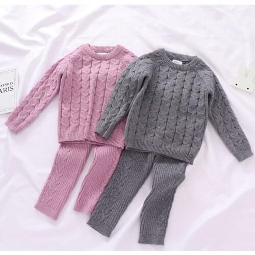 Autumn Toddler Boys Girls Clothing Set Sweater + Pants 2pcs/Suit Infant Boys Knit Suit Thick Warm Winter Baby Girls Boys Clothes