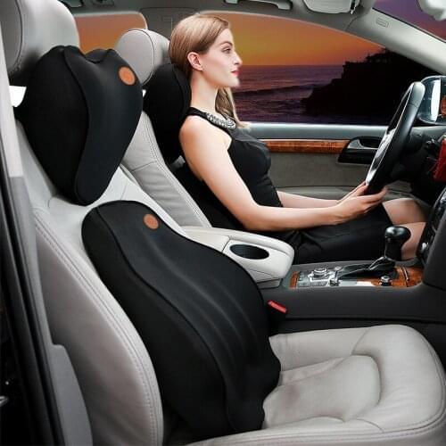 Car Waist Pillow And Headrest Set Car Seat Back Cushion Memory Foam Rebound Thermostatic Gel Anion Core Suitable For All Seasons