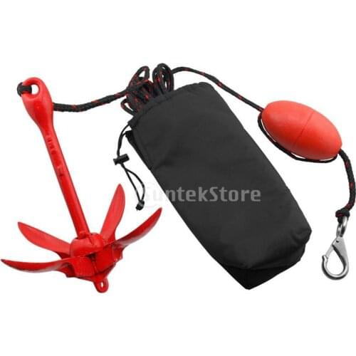 Portable Folding 1.5kg / 3.3 lb Stainless Steel Anchor Buoy Kit for Canoe Kayak Boat Sailboat Fishing Jet Ski Dinghy Raft