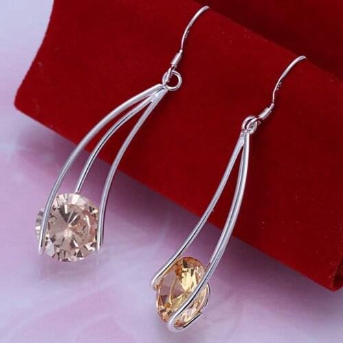 Fashion jewelry Earring For Women, Plated Earrings Yellow Zircon Earrings E163 /LBTMGVEF TWGYGOYW silver color
