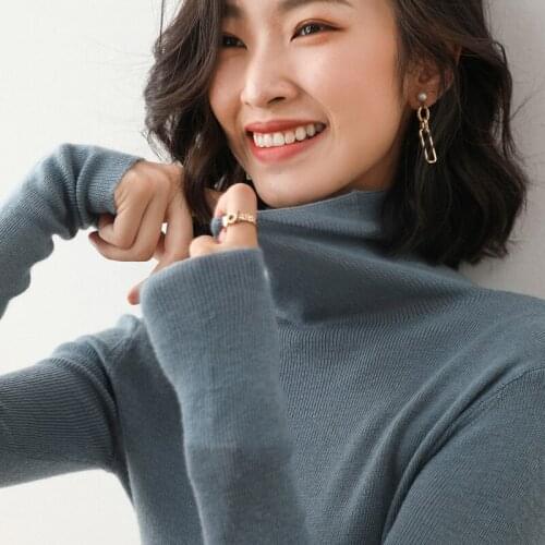 2020 high neck ladies sweater autumn and winter all-match bottoming shirt pile pile collar short cashmere sweater knit sweater