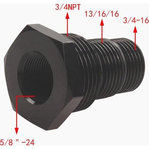 1/2-28 or 5/8-24 to 3/4-16,13/16-16,3/4NPT Aluminum Automotive Threaded Oil Filter Adapter