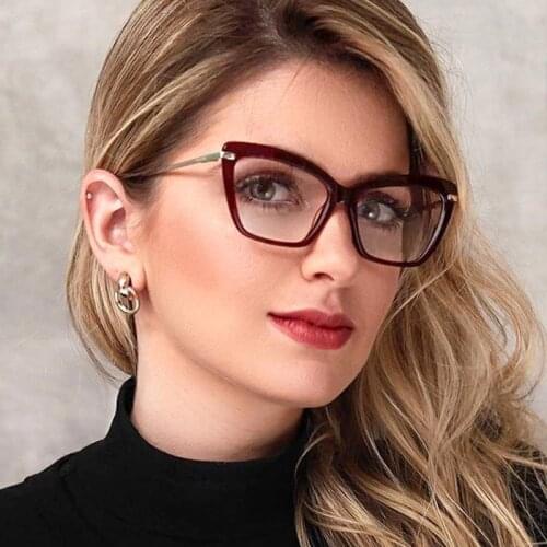 2019 Brand Design Vintage Women UV400 Glasses Frame Eyeglasses Retro Cat Eye Optical Clear Transparent Lens Decorative Glasses
