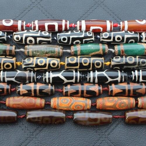 4pcs, Can pick different patters , Around 12-15X38-40mm Many patterns Dzi agatesBeads,Mixed wholesale