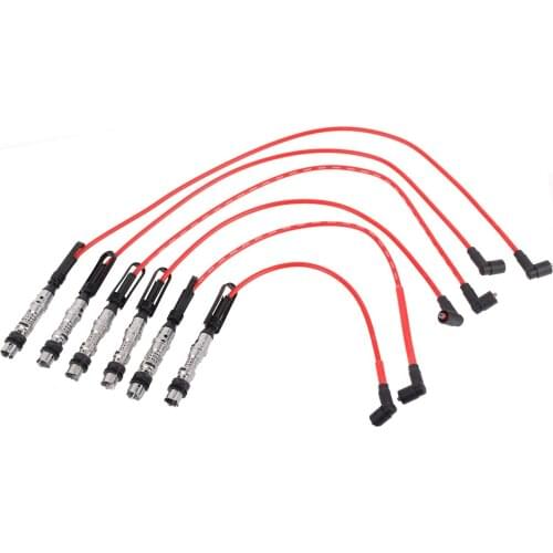 6Pcs Ignition Cable Spark Wire Cord 1J0998031 Fit for VW GOLF III Corrado VR6 2.8 2.9 with Pull Rod