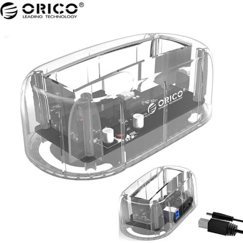 ORICO 6139U3 USB3.0 Type-B to SATA Hard Disk Adapter 2.5/3.5 inch HDD SSD Tool-free Disassembly Transparent Docking Station