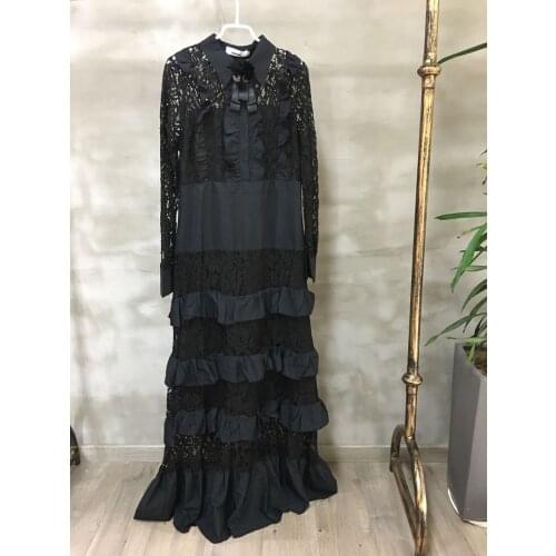 African Dresses for Women Dashiki Classic African Clothes Big Size Fashion Lace Fungus Edge Stitching Long Africa Dress Growns