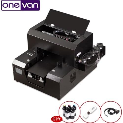Automatic Small UV Printer A4 Size UV Flatbed Printer with 2500 ml UV Ink for Bottle, Phone Case, Lighter, TPU, PVC, Metal, Wood