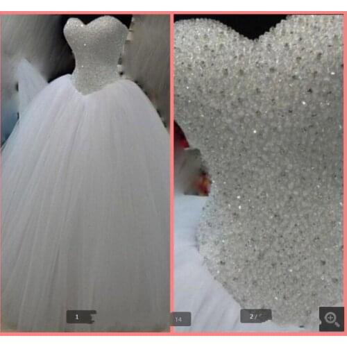 Ball Gown Corset Puffy Wedding Dress Beaded Crystals Sweetheart Sleeveless bride dresses princess floor length vintage