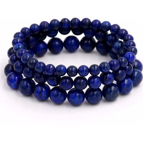 Fashion Natural 6/8/10mm Lapis Lazuli Stone Beads Bracelet for Men Yoga Energy Bracelets Pulseira Masculina
