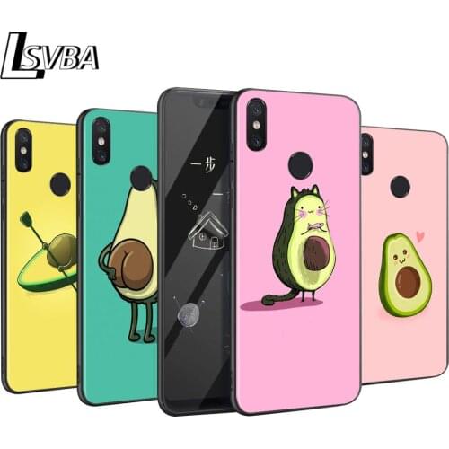 Carton Lovely Avocado Anti-fall Phone Case for Xiaomi Mi 10 Lite 9T CC9 Pro Note 10 9 8 A3 A2 A1 Lite Mix 3 Black Cover