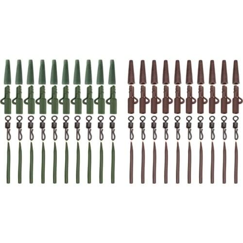 40 Pcs Carp Fishing Accessories Lead Clip Quick Change Swivel Tail Rubber Anti-Tangle Sleeves for Carp Rig Coarse