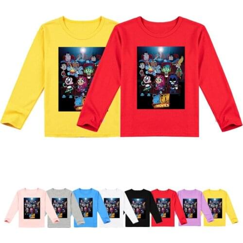DLF 2-16Y Anime Teen Titans Go T Shirt Kids Spring Autumn Baby Shirts Teenager Boys Long Sleeve Tops for Girls Casual Tshirt