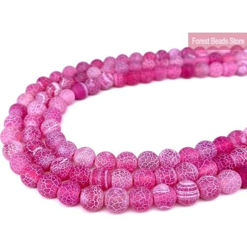 Natural Frost Crab Pink Rose Agates Round Loose Beads 15" Strand 6 8 10MM Diy Bracelet Charm Beads for Jewelry Making Wholesale