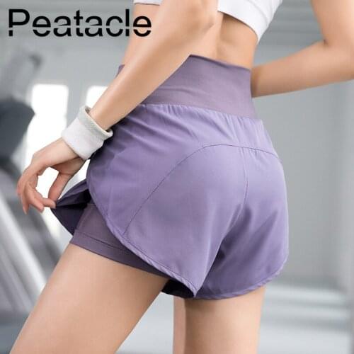 Peatacle Summer Quick Dry Sports Shorts Womens Breathable with Lining Anti-empty Running Fitness Yoga Training