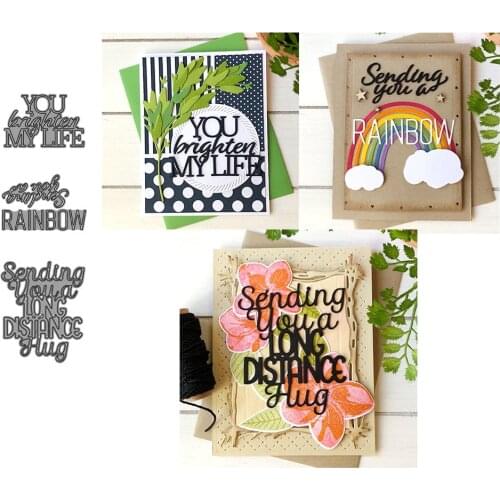 LIFE RAINBOW Hugs Letters Metal Cutting Dies Shape for Scrapbooking Craft Die Cut Stencil Card Make Mould Sheet Decor Template