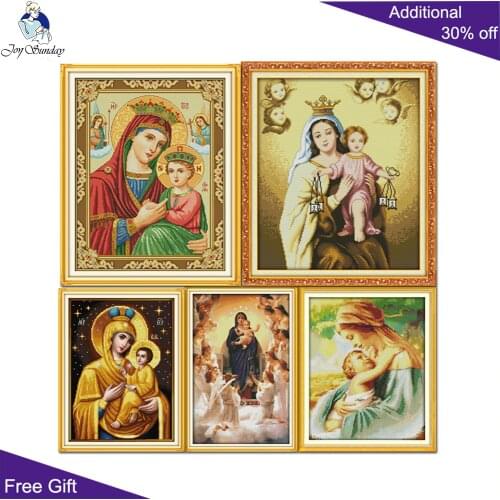 Joy Sunday The Madonna And Child Home Decor R266(7)R266(1)R418(8)R507(9)R586(11) Counted Stamped Christian Cross Stitch kits