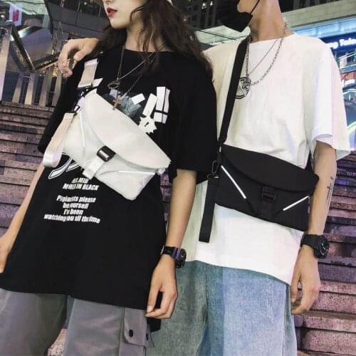 2021 New Fashion Men Chest Bag Reflective Stripe Belt Waist Pack Solid Color Unisex Messenger Crossbody Bags Travel Phone Pouch