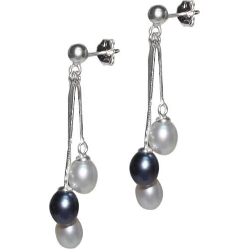 New Arrival Favorite Pearl Earrings Multicolor Genuine Freshwater Pearl Silver Dangle Earring Fine Jewelry Wedding Birthday Lady