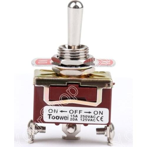 Areyourshop Toggle Switch 3 Terminal 3Pin ON-OFF-ON 15A 250V Toggle Switch Screw SP3T Industrial Gra