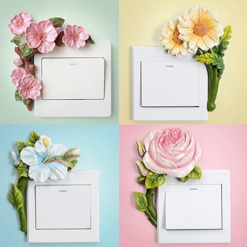 Switching Pasting Sticker Wall Sockets European 3D Creative Resin Home Socket Wall Protection Sleeve Decoration Stickers Posters