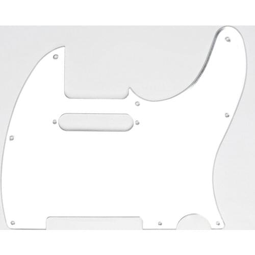 Musiclily 8 Hole Tele Guitar Pickguard for USA/Mexican Made Fender Standard Telecaster Modern Style, 1Ply Silver Mirror Acrylic