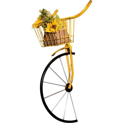 Hot Retro Cycle Decor with Basket Wall Mounted Design Durable Long Lasting Easy to Operate for Home Coffee