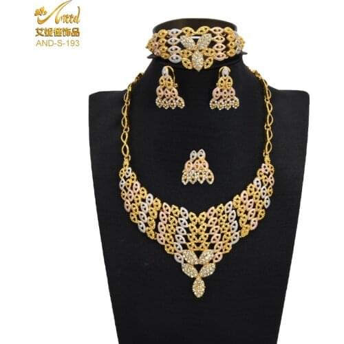 Luxury Dubai Gold Bracelet Italian Wedding Set African Woman Necklace And Rings Jewelry Sets For Bride Gold Color Jewellery Gift