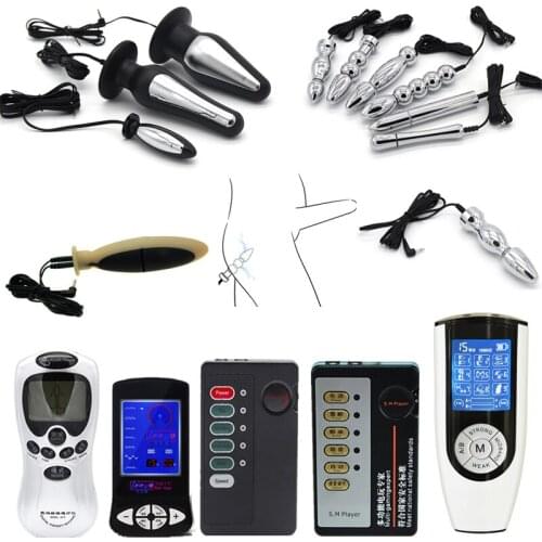 SM Electric Shock Metal Pulse Anal Dildo Vibrator Electro Shock Anal Beads Vibrator Massage Butt Plug Sex Toys For Adults