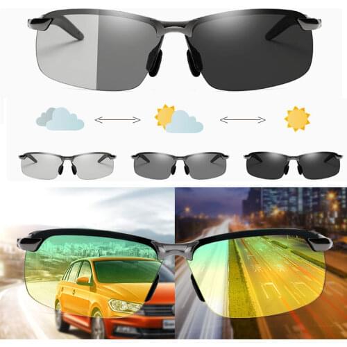 Alloy Photochromic Sunglasses Men Polarized Chameleon Glasses Change Color Sun Glasses Day Night Vision Driving Goggles