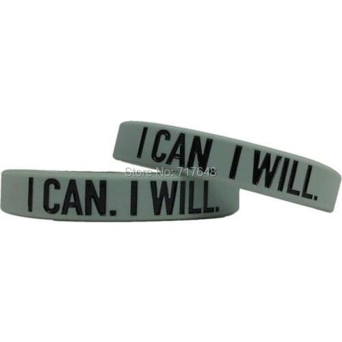 100pcs Inspirational Quote I CAN. I WILL. wristband silicone bracelets free shipping by ePacket A