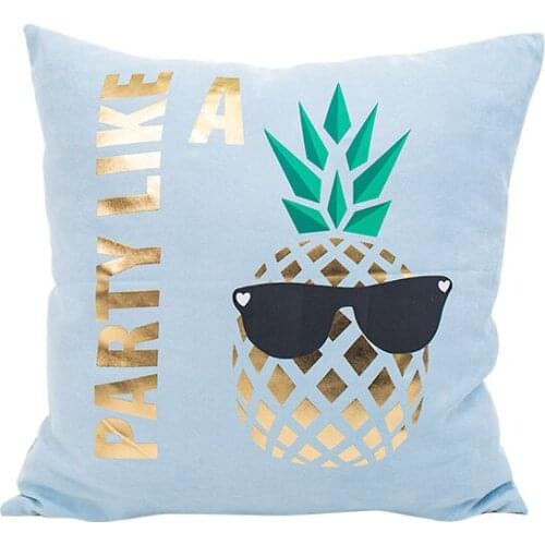 High quality fresh blue suede cushion covers 45*45cm no inner kawaii hot stamping decoration washable pillow covers for sofa X35