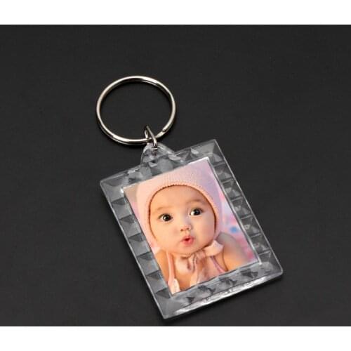 10Pcs Picture Blank Keyrings Transparent Acrylic Key Chains Insert Your Photo