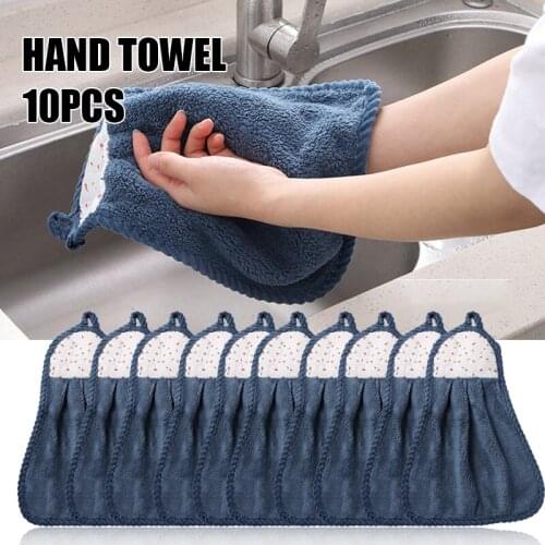 10pcs Hanging Hand Towels Micro Fiber High Absorbent Wipes Rags Quick Dry Dish Cloths Kitchen cloth for Kitchen Bathroom