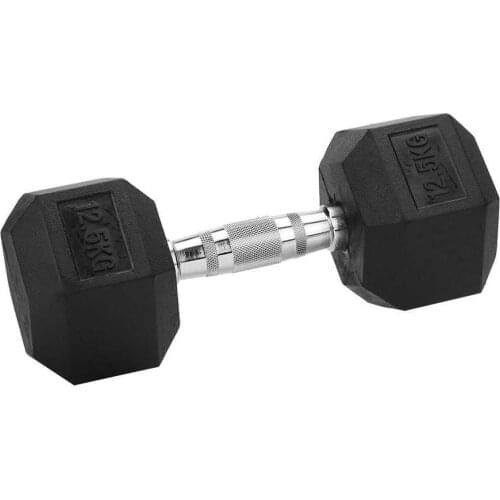 12.5kg Dumbbell Rubber Hex Exercise Dumbbell Home Gym Workout Fitness Equipment No Scrolling