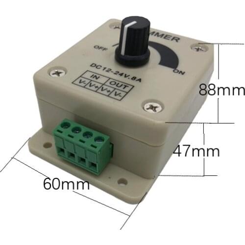 12V 24V LED Dimmer Switch 8A Voltage Regulator Adjustable Controller for LED Strip Light Lamp