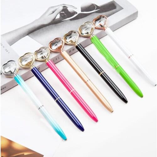 20 Pcs Creative Ballpoint Pen Love Diamond Metal Signature Pen Blue Black Refill Writing Gift Pen Business Office Wholesale