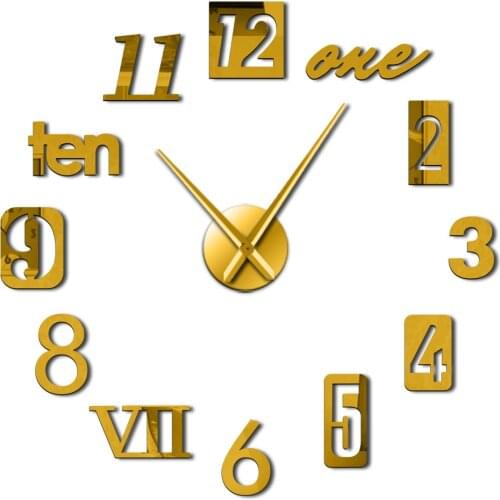 2021 Hot Sale 3D Modern Acrylic Mirror Wall Sticker DIY Large Wall Clock Mixed Style English Arabic Roman Numeral Wall Clock