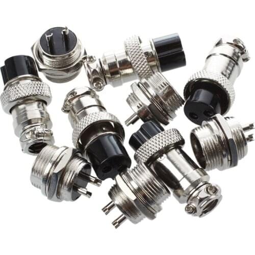 Universal Panel Mount 16mm 2Pin Aviation Connectors Plugs 5 Pcs