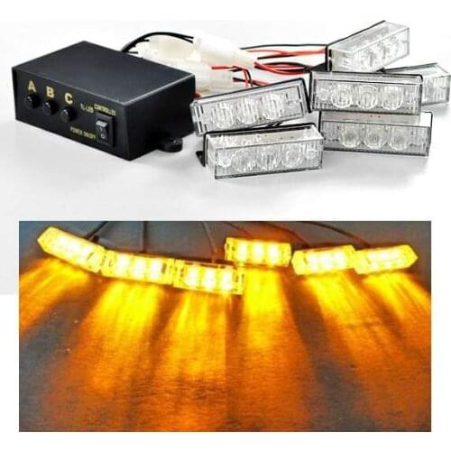 50Pcs/Lot 18 LED Amber car truck boat Flash Strobe Emergency Light (Size: 1)