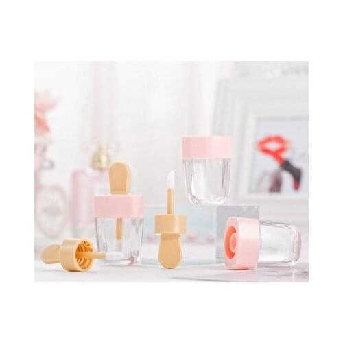 8ML Pink Sweet ice cream Empty Lip Gloss Tube, Cosmetic Makeup Lipstick Refillable Bottle, ice cream Lip Balm Container
