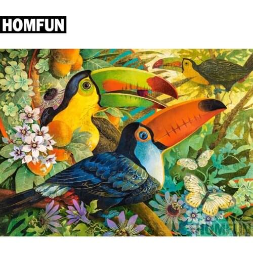 HOMFUN Full Square/Round Drill 5D DIY Diamond Painting "Color bird" Embroidery Cross Stitch 5D Home Decor Gift A04071