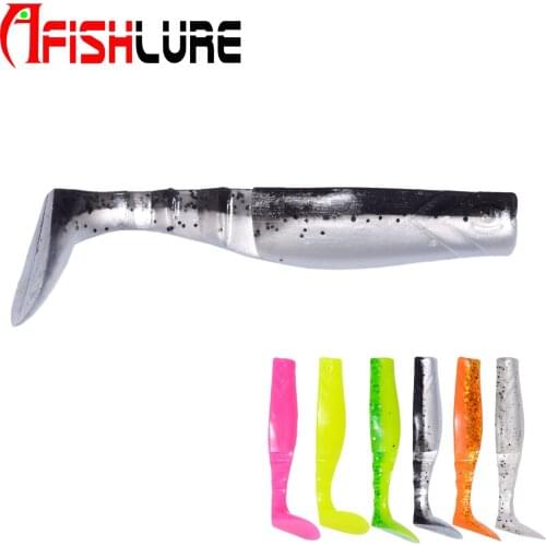 AR45 Double Colors Section Tail Soft Bait 80mm 6g 6pc a Bag T T Shad Paddle Tail PVC Fishing Lures Soft Bait Fish