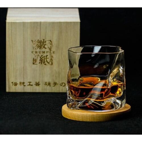 Whiskey Drinking Glass Japanese Edo Designer Crumple Paper Whiskybecher Whisky Rock Glass Artwork Wine Tumbler Glasses Cup