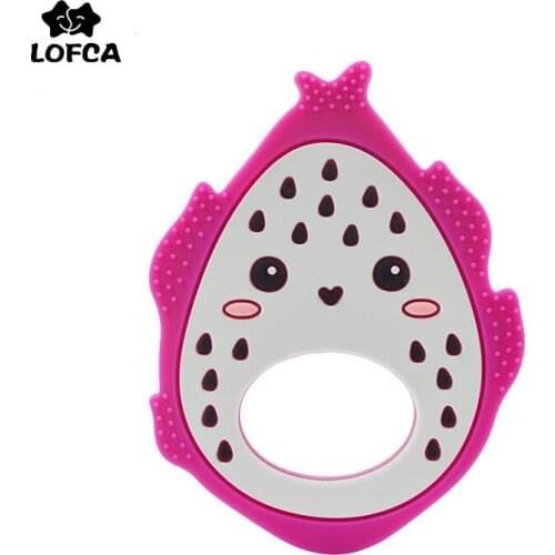 LOFCA 1PC Pitaya Baby Teether Dragon Fruit BPA Free Food Grade Silicone Teething Toys Necklace Gifts Nursing Pacifier Chain Clip