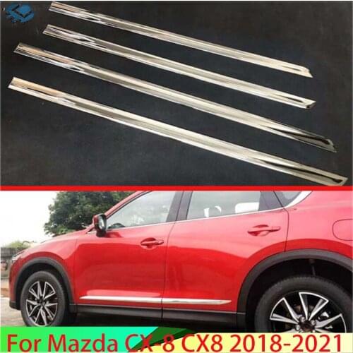 For Mazda CX-8 CX8 2018 2019 ABS Chrome Side Door Line Garnish Body Trim Accent Molding Cover Bezel Styling Protector