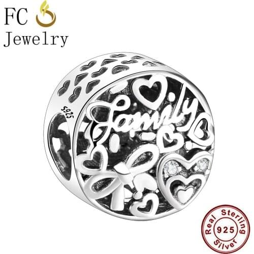 FC Jewelry 925 Sterling Silver Kind Warming All Infinity Love Made Family Beads Fit Charms Bracelets For Making Women Berloque